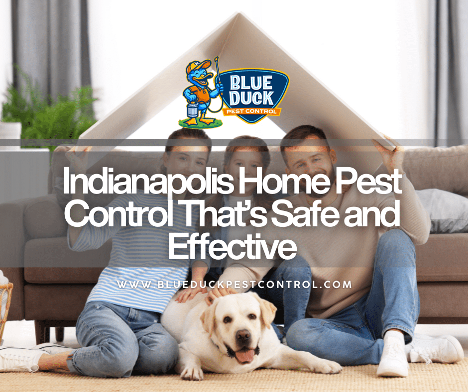 A happy Indianapolis family safely enjoying their pest-free home thanks to professional home pest control by Blue Duck Pest Control