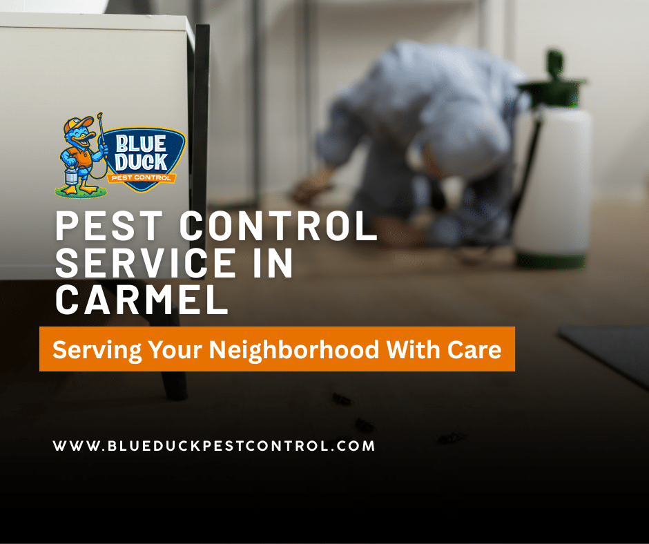 Blue Duck Pest Control technician providing trusted Carmel pest control for family home in Hamilton County, Indianapolis.