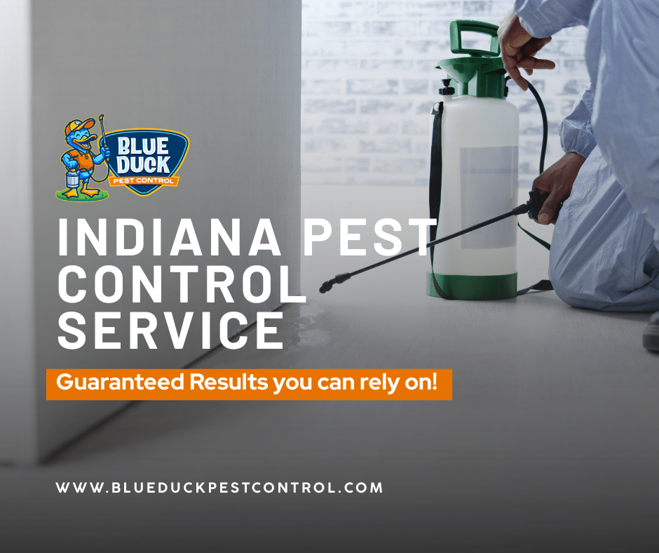 Blue Duck Pest Control technician protecting Indianapolis home as part of comprehensive Indiana pest control service.