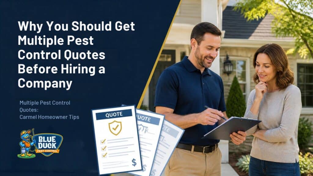 Multiple pest control quotes being compared by a Carmel, Indiana homeowner before choosing a local pest control company.